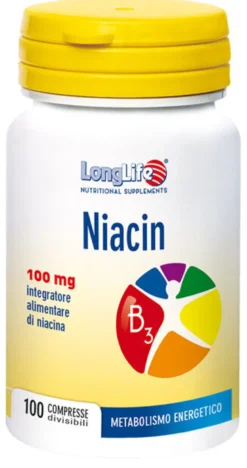 Longlife Niacin integratore alimentare utile per stanchezza e affaticamento 100 compresse