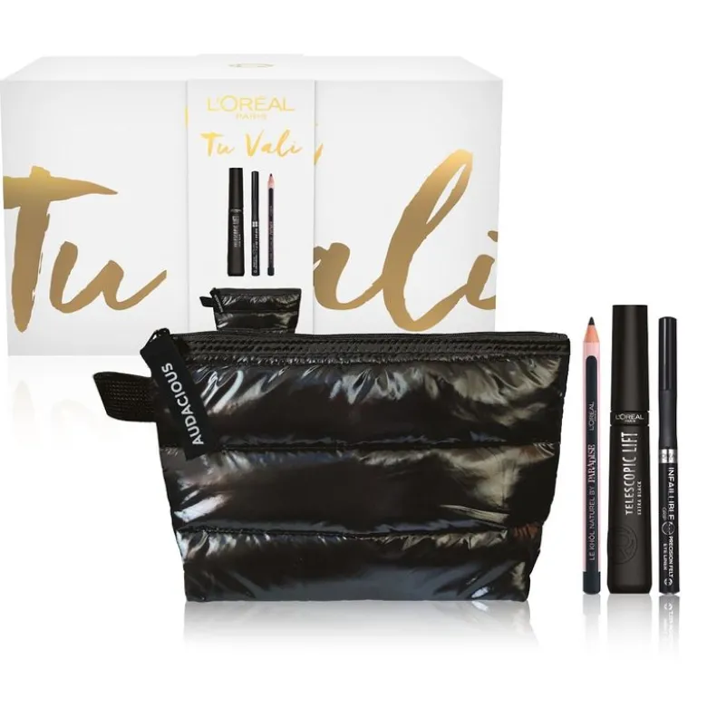 L'Oréal Paris Self Confidence Box Mascara+Eyeliner+Matita Occhi+Beauty Piumino