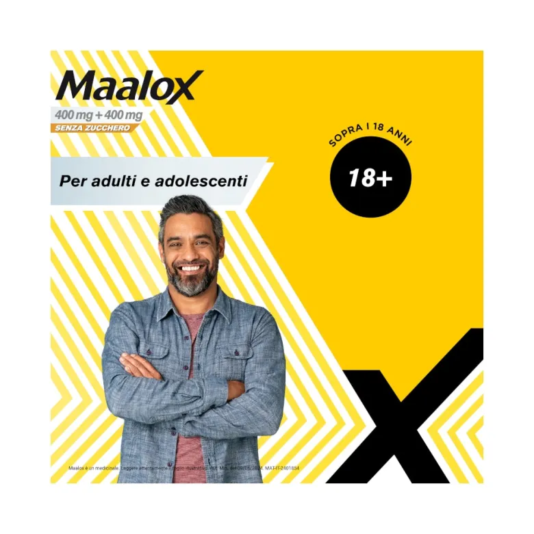 Maalox 400+400 Mg Contro Acidità di Stomaco Occasionale Senza Zucchero 30 cpr