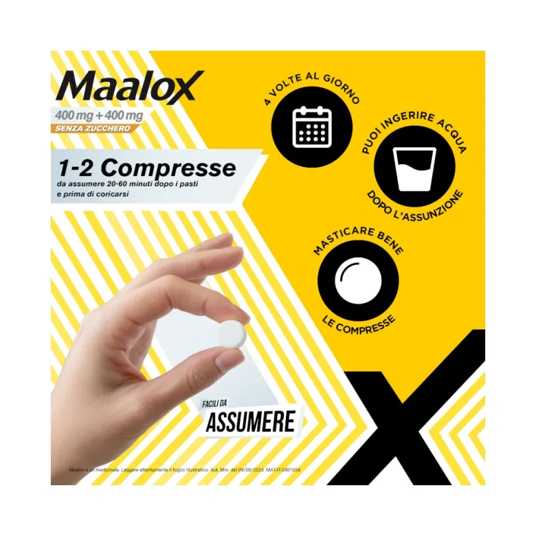 Maalox 400+400 Mg Contro Acidità di Stomaco Occasionale Senza Zucchero 30 cpr