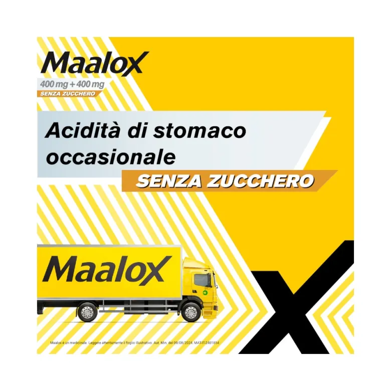 Maalox 400+400 Mg Contro Acidità di Stomaco Occasionale Senza Zucchero 30 cpr