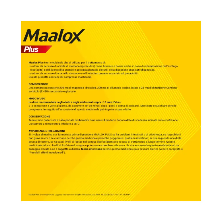 Maalox Plus Azione Rapida Contro Bruciore e Acidità di Stomaco 50 cpr