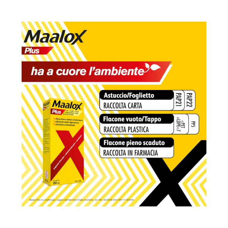Maalox Plus Sospensione Orale Contro Bruciore e Acidità di Stomaco 250 ml