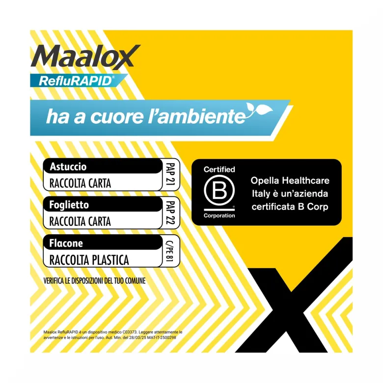 Maalox Reflurapid Blocca il Reflusso Neutralizza il Bruciore da Iperacidità 40 Compresse