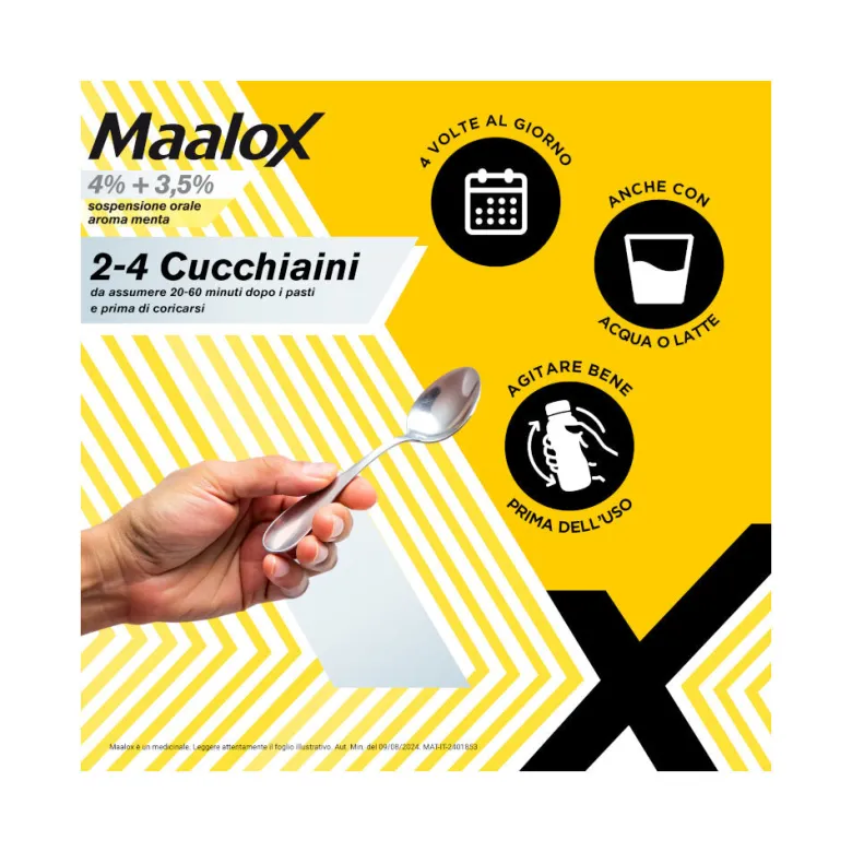 Maalox 400+400 Sospensione Orale Contro Acidità di Stomaco Occasionale 250 ml