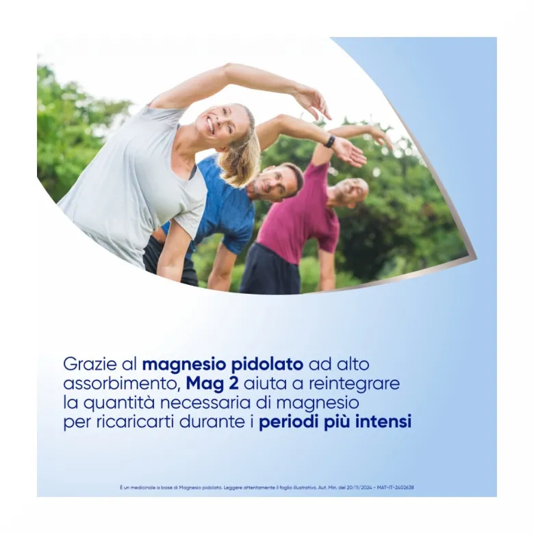 Mag2 Magnesio Pidolato per Stanchezza e Debolezza Muscolare 20 bustine