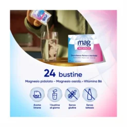 Mag Ricarica Integratore Alimentare Magnesio Pidolato, Magnesio Ossido e Vitamina B6, Stanchezza Mentale e Fisica 24 bustine