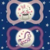 MAM Air Night Nostalgic Circus Femmina 6 mesi+ succhietto in silicone fosforescente 2 pezzi
