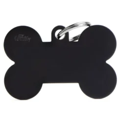 Medaglietta Per Cani E Gatti Personalizzata Osso In Alluminio Nero Taglia XL