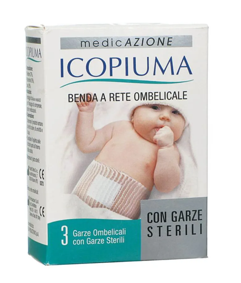 Medicazione Icopiuma Benda a rete ombelicale con garze sterili 3 pz