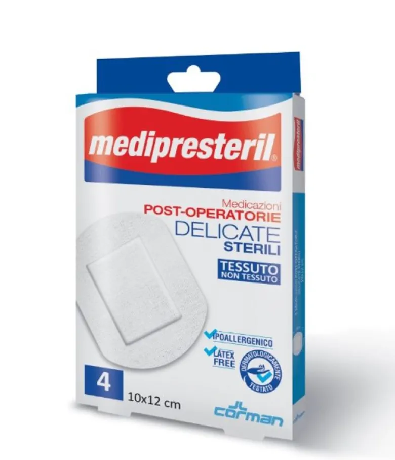 Medipresteril Medicazioni Post-Operatorie Delicate SteriliTessuto non tessuto 10x12cm 4 pezzi