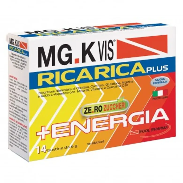 Mg K Vis Ricarica Plus+ Energia senza zuccheri gusto orange 14 bustine