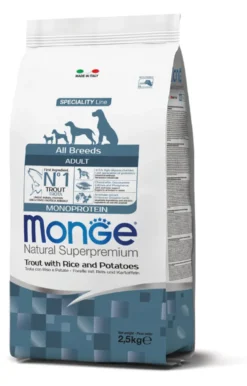 MONGE AB AD TROTA/RISO/PA2,Monge Trota Riso E Patate Cibo Secco Cani Adulti Sacco 2,5 Kg5KG