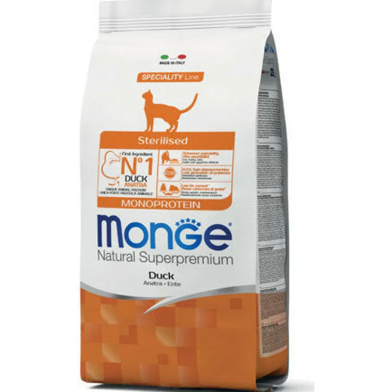 Monge Anatra Monoprotein Cibo Secco Gatti Adulti Sterilizzati Sacco 1,5 Kg