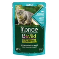 Monge B Wild Grain Free Merluzzo Gamberetti E Ortaggi Cibo Umido Per Gatti Adulti 85g