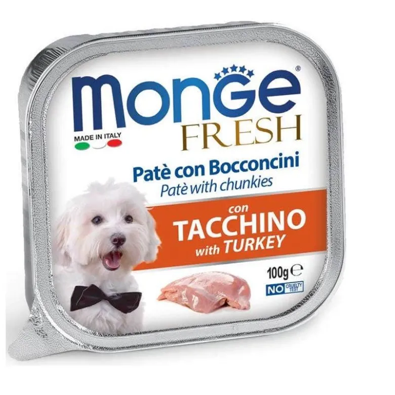 Monge Fresh Paté Bocconcini Con Tacchino Cibo Umido Per Cani Adulti 100g