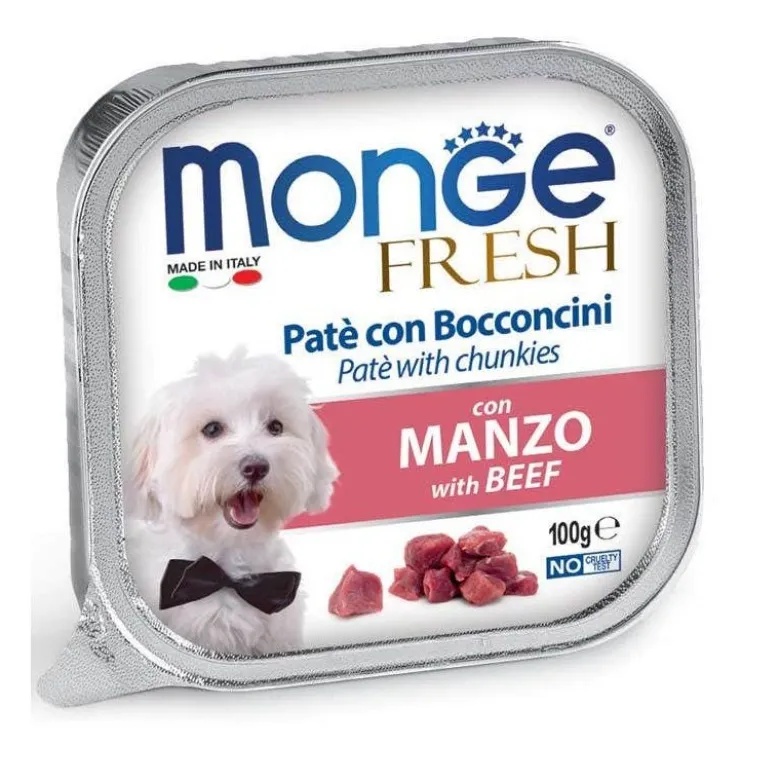 Monge Fresh Paté Bocconcini Con Manzo Cibo Umido Per Cani Adulti 100g