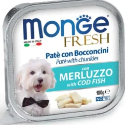Monge Fresh Paté Bocconcini Con Merluzzo Cibo Umido Per Cani Adulti 100g