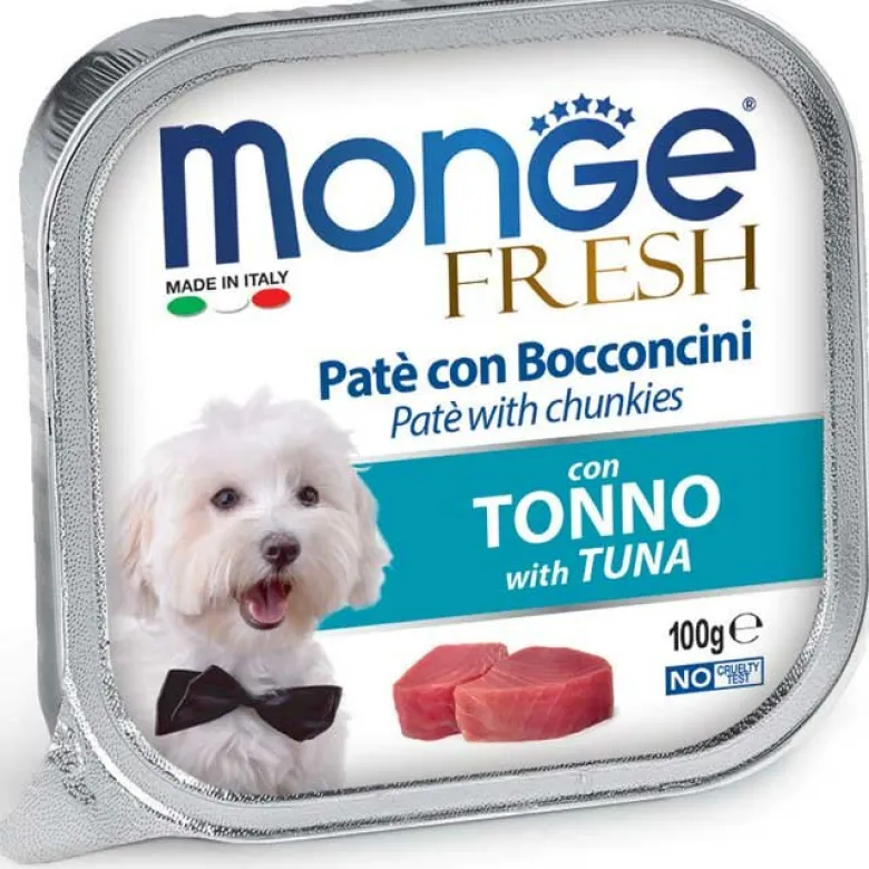 Monge Fresh Paté Bocconcini Con Tonno Cibo Umido Per Cani Adulti 100g