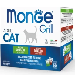 Monge Grill Adult Multibox Mix Coniglio Agnello Cibo Umido Per Gatti Adulti 12 Bustine