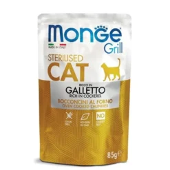 Monge Grill Sterilised Ricco in Galletto Cibo Umido Per Gatti Sterilizzati 85g