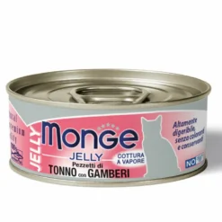 Monge Jelly Pezzetti Di Tonno Del Pacifico E Gamberi Cibo Umido Per Gatti Adulti 80g