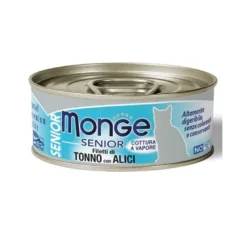 Monge Jelly Senior Filetti di Tonno e Alici Cibo Umido Per Gatti Età Avanzata 80g