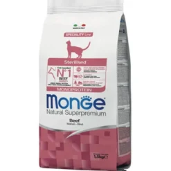Monge Manzo Monoprotein Cibo Secco Gatti Adulti Sterilizzati Sacco 1,5 Kg
