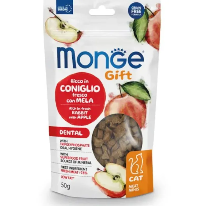 Monge Meat Minis Snack Per Gatti Coniglio Fresco Con Mela 50g