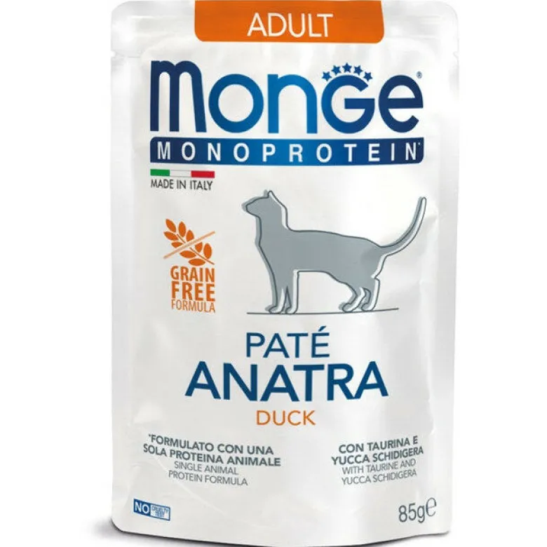 Monge Monoprotein Paté Anatra Cibo Umido Per Gatti Adulti 85g
