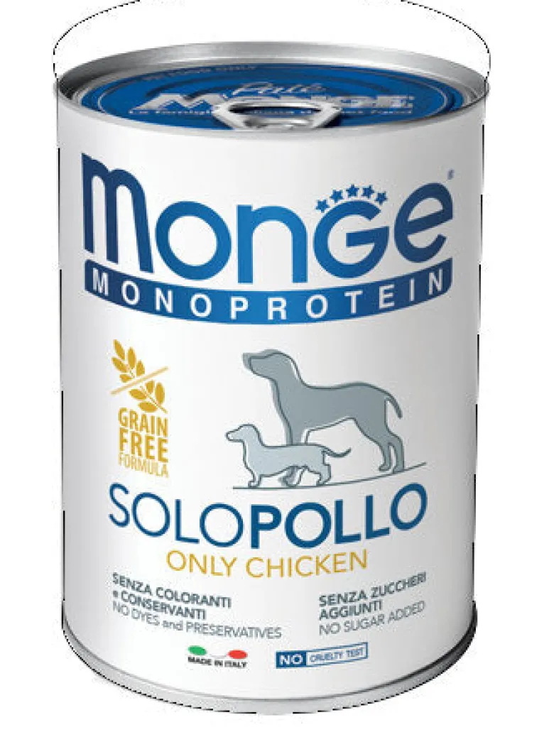 Monge Monoprotein Solo Pollo Cibo Umido Per Cani Adulti 400g