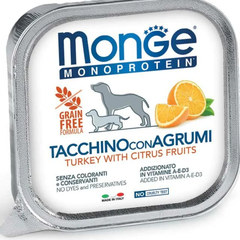 Monge Monoprotein Tacchino Con Agrumi Cibo Umido Per Cani Adulti 150g