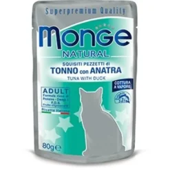 Monge Natural Superpremium Cotti a Vapore Con Tonno E Anatra Cibo Umido Per Gatti 80g