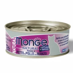 Monge Natural Tonno E Petto Di Pollo Con Manzo Cibo Umido Per Gatti Adulti 80g