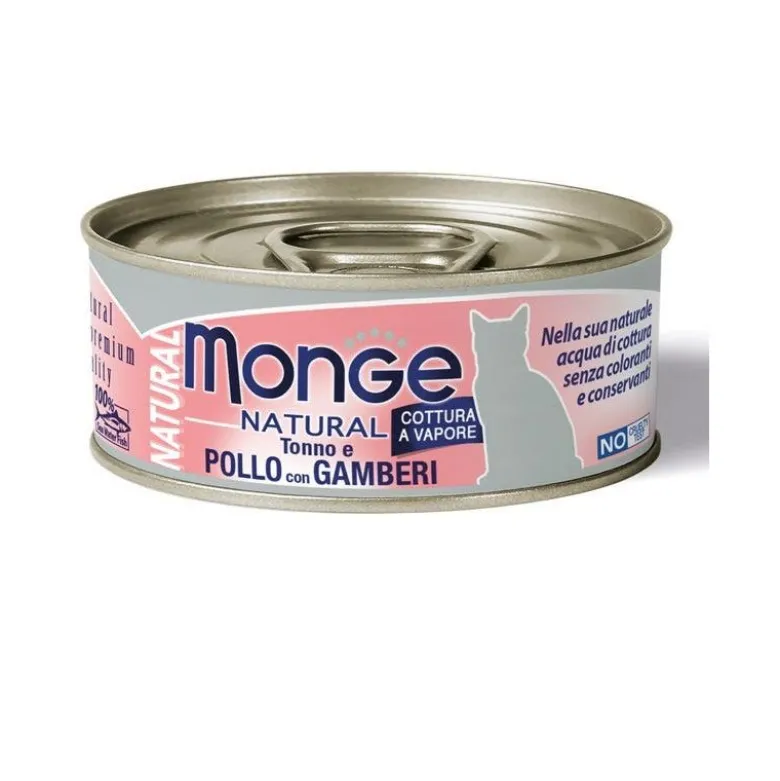 Monge Natural Tonno E Pollo Con Gamberetti Cibo Umido Per gatti Adulti 80g