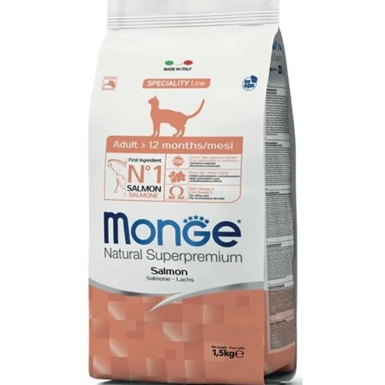 Monge Salmone Cibo Secco Gatti Adulti Sacco Sacco 1,5 Kg