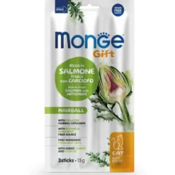 Monge Soft Sticks Hairball Per Gatti Salmone Fresco Con Carciofo 15g