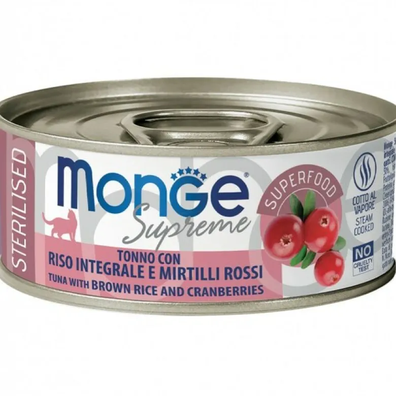 Monge Supreme Sterilised Adult Cat Tonno Riso Integrale e Mirtilli Rossi