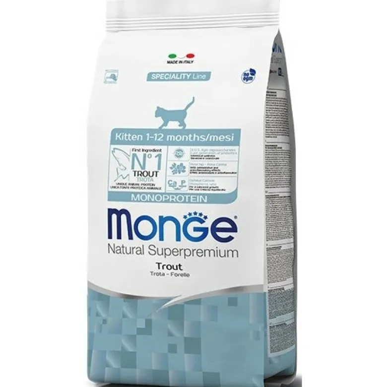 Monge Trota Monoprotein Cibo Secco Gatti Cuccioli 1-12 Mesi Sacco 1,5Kg
