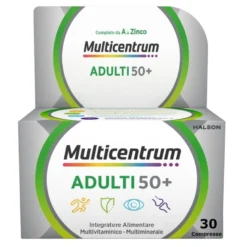 Multicentrum Adulti 50+ Integratore Alimentare Multivitaminico Vitamina B D E Magnesio Calcio 30Cpr