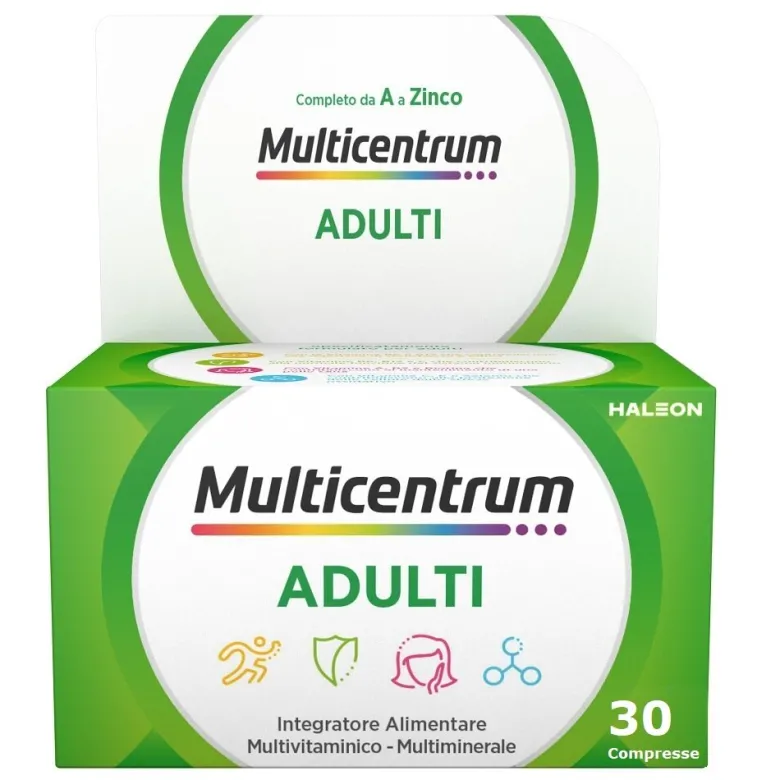 Multicentrum Adulti Integratore Alimentare Multivitaminico Vitamina C B D3 Calcio Ferro Zinco 30 Cpr