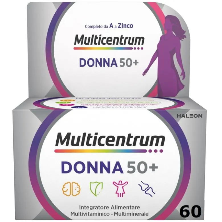 Multicentrum Donna 50+ Integratore Multivitaminico Multiminerale Calcio Ferro Acido Folico 60 Cpr