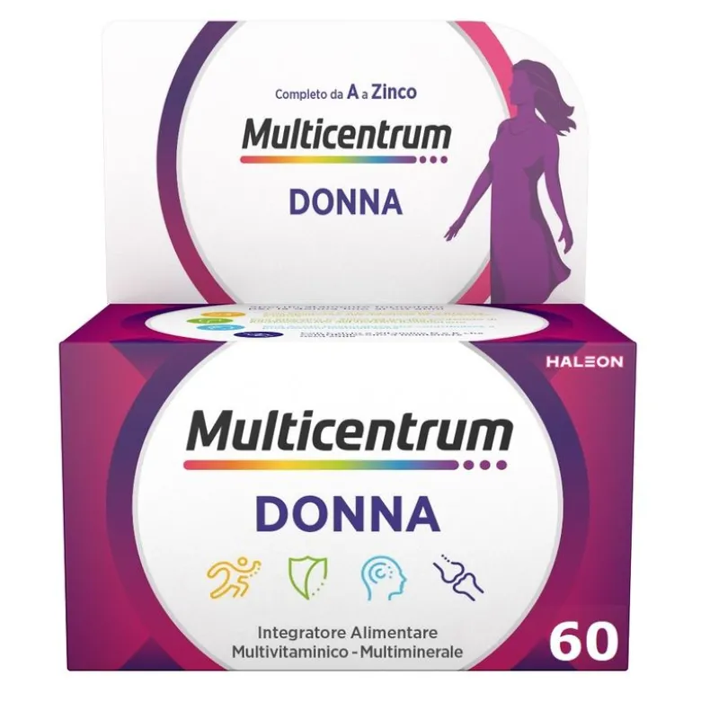 Multicentrum Donna Integratore Alimentare Multivitaminico Vitamina D Calcio Ferro Acido Folico 60Cpr