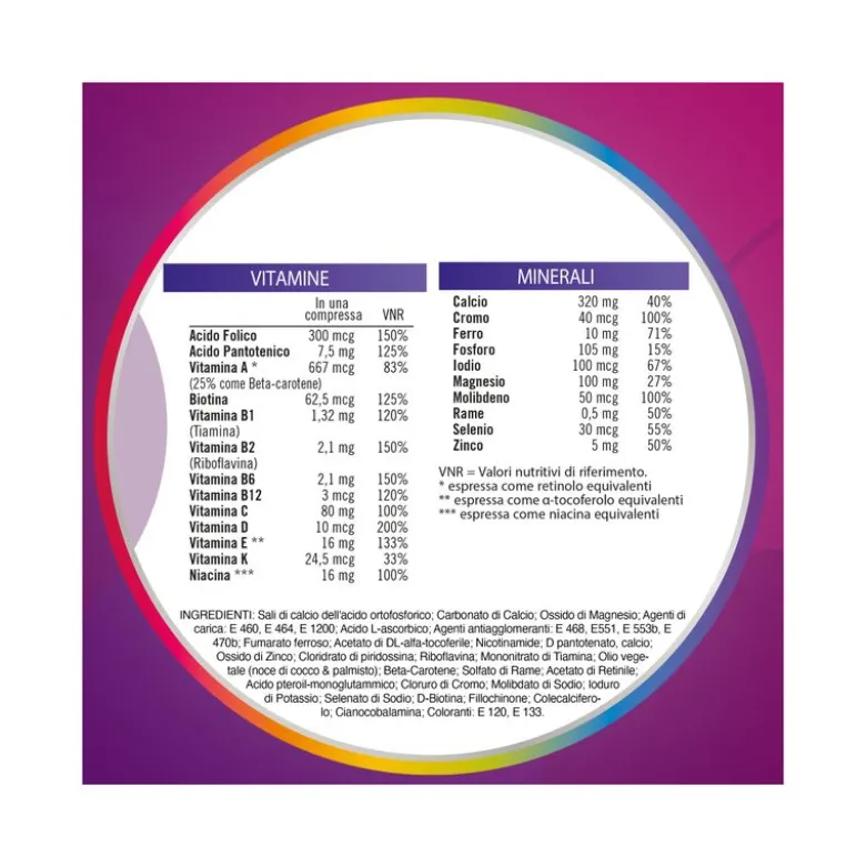Multicentrum Donna Integratore Alimentare Multivitaminico Vitamina D Calcio Ferro Acido Folico 60Cpr