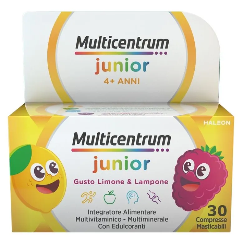 Multicentrum Junior Integratore Alimentare Vitamine Bambini 4+ Vitamina D3 Vitamina C Ferro 30 Cpr