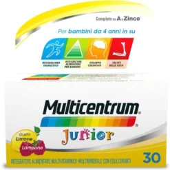 Multicentrum Junior Integratore Alimentare Vitamine Bambini 4+ Vitamina D3 Vitamina C Ferro 30 Cpr