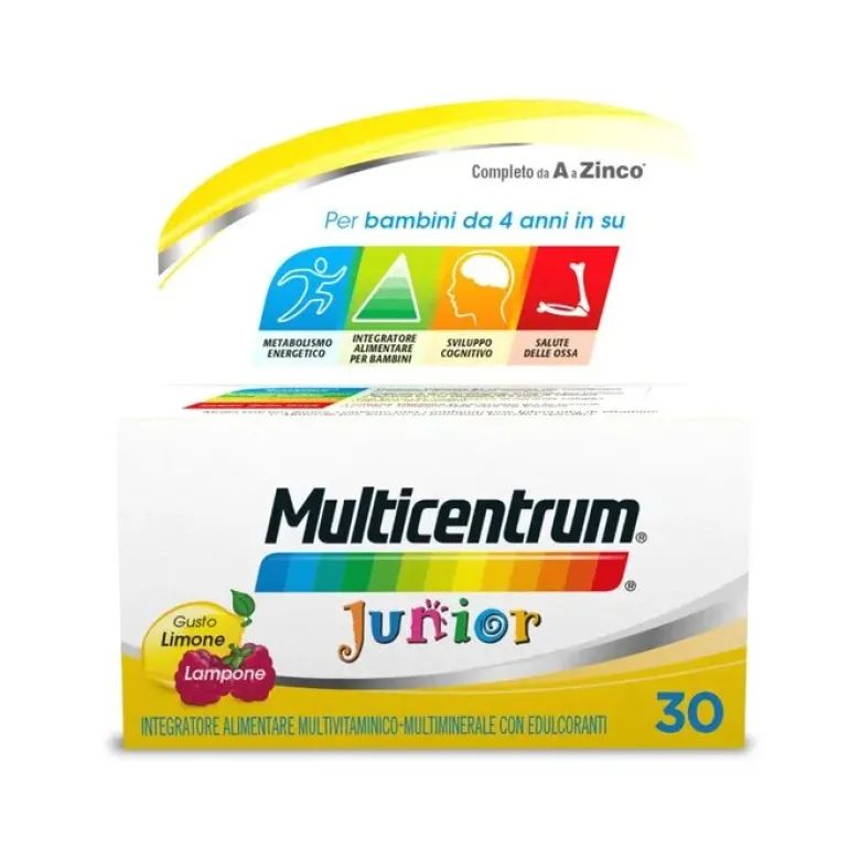 Multicentrum Junior Integratore Alimentare Vitamine Bambini 4+ Vitamina D3 Vitamina C Ferro 30 Cpr