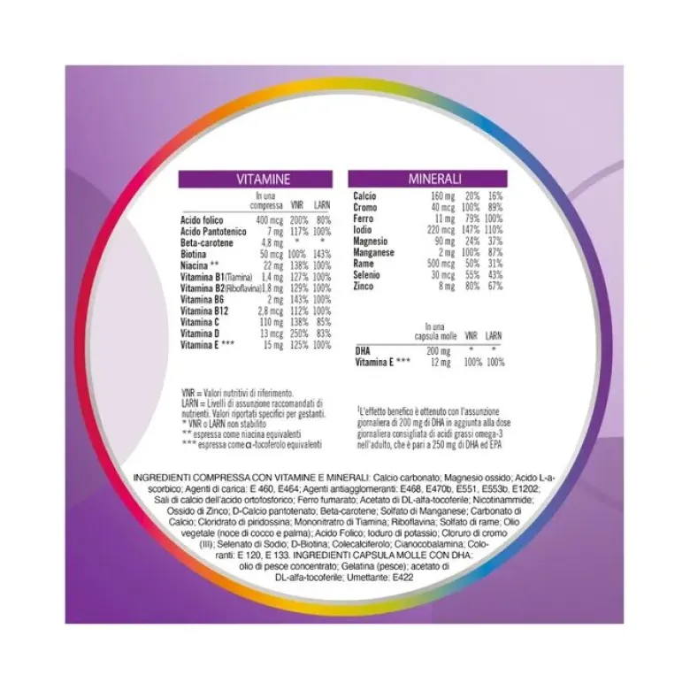Multicentrum Neo Mamma DHA Integratore Multivitaminico Vitamina B C D3 Acido Folico 30 Cpr+30 Cpr