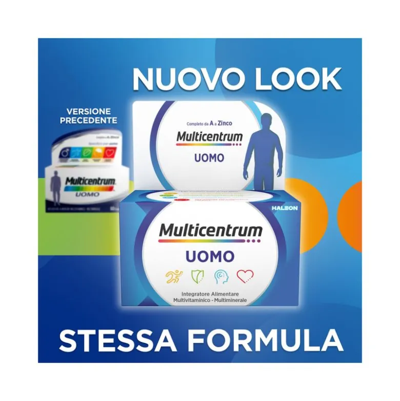 Multicentrum Uomo Integratore Alimentare Multivitaminico Vitamina B D3 A Calcio Magnesio 30 Cpr