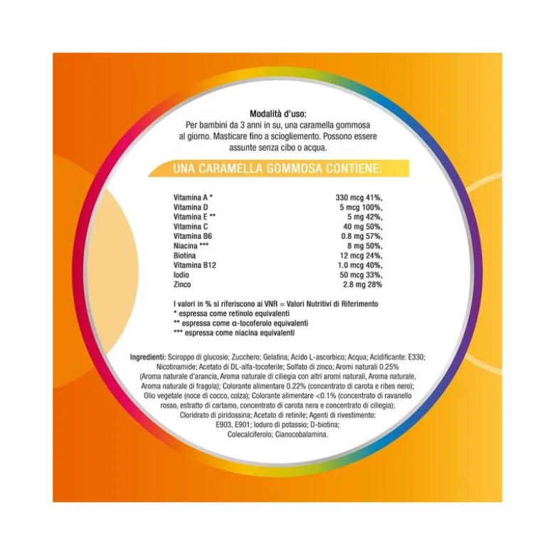 Multicentrum VitaGummy Integratore Vitamine Minerali Bambini 3+ Vitamina D Iodio Ferro 30 Caramelle